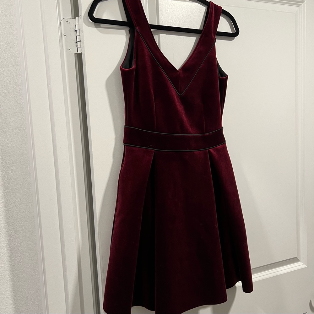 maje velvet deep red burgundy dress